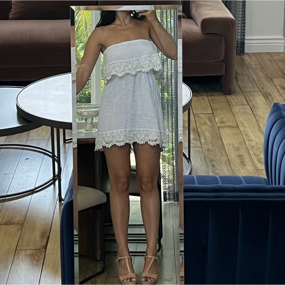 O’neill White Linen Strapless Tube Dress